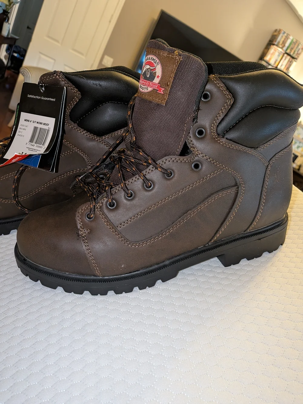 Men's Brown Work Boots - Rugged Lace-Up Safety Boot